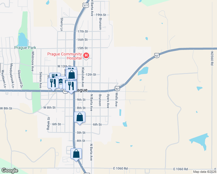 map of restaurants, bars, coffee shops, grocery stores, and more near 1015 Ayars Avenue in Prague