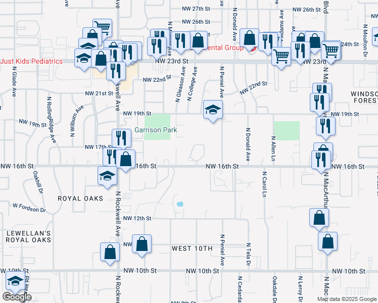 map of restaurants, bars, coffee shops, grocery stores, and more near 1760 Lionsgate Circle in Bethany