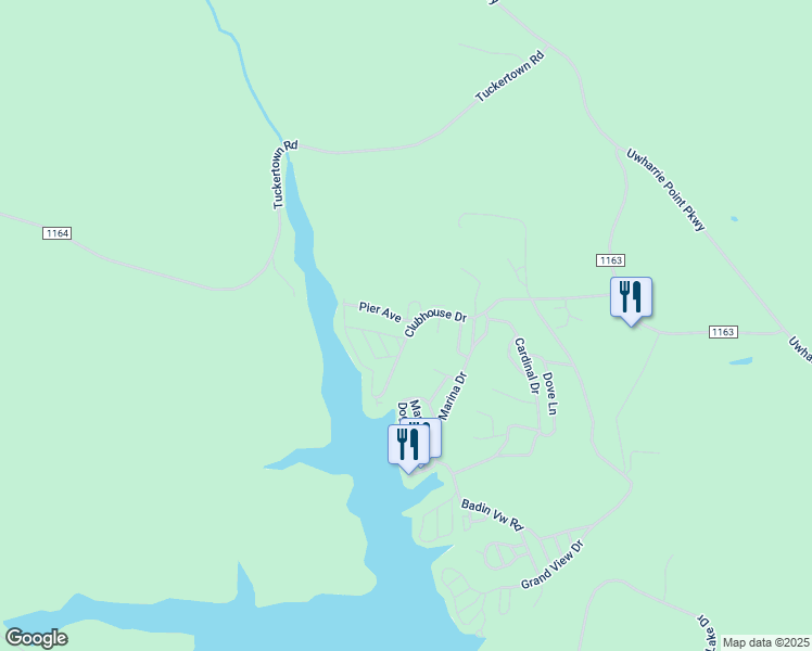 map of restaurants, bars, coffee shops, grocery stores, and more near 134 Clubhouse Drive in New London