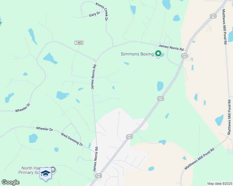 map of restaurants, bars, coffee shops, grocery stores, and more near 191 Norris Farm Drive in Angier
