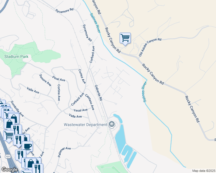 map of restaurants, bars, coffee shops, grocery stores, and more near 4250 Tampico Road in Atascadero
