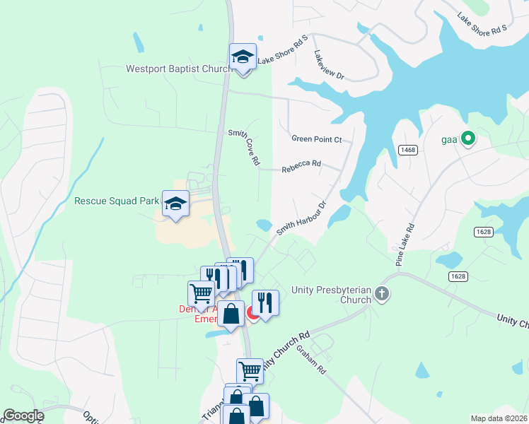 map of restaurants, bars, coffee shops, grocery stores, and more near 2342 Smith Cove Road in Denver