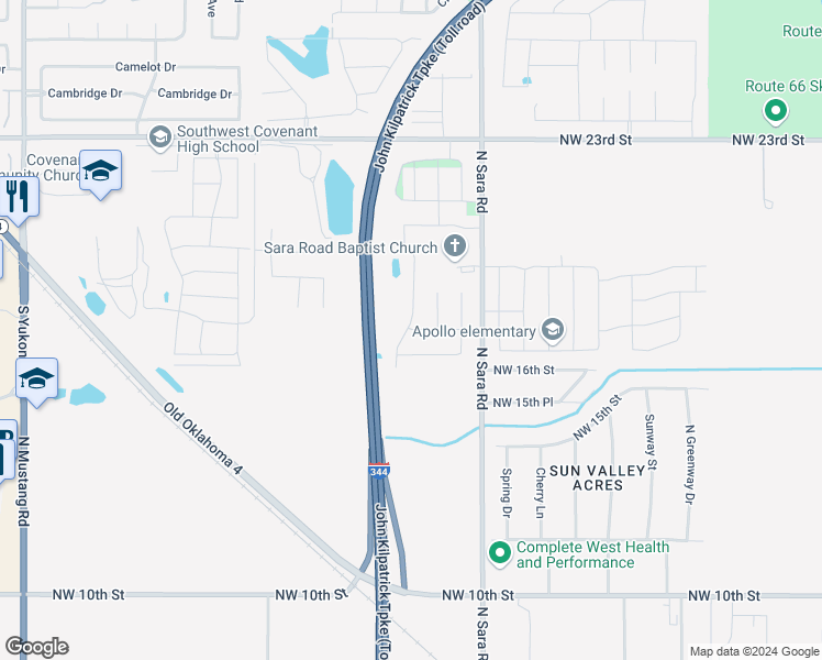 map of restaurants, bars, coffee shops, grocery stores, and more near 10716 Northwest 18th Street in Yukon
