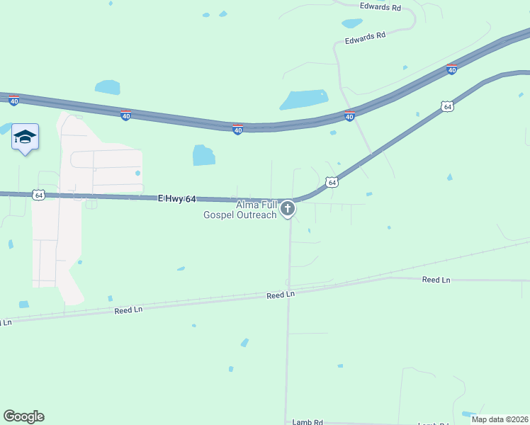 map of restaurants, bars, coffee shops, grocery stores, and more near 2817 U.S. Highway 64 in Alma