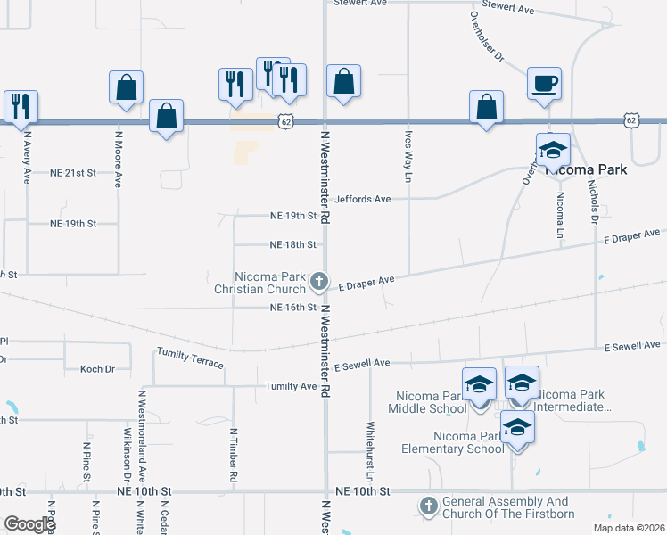 map of restaurants, bars, coffee shops, grocery stores, and more near 11001 East Draper Avenue in Choctaw