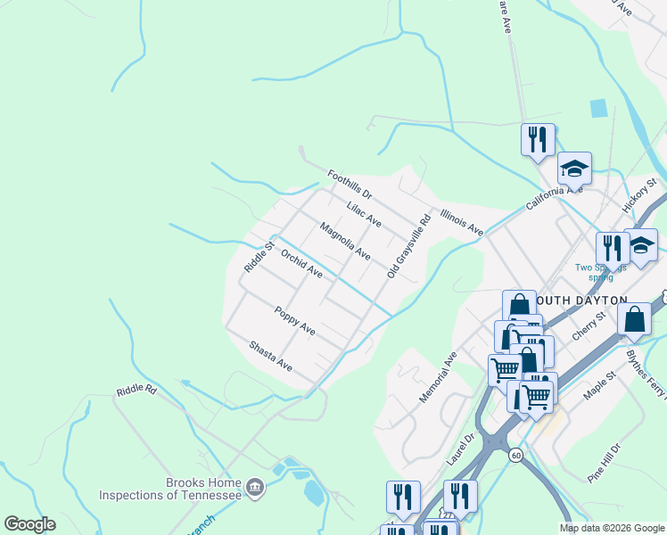 map of restaurants, bars, coffee shops, grocery stores, and more near 256 Sequoia Street in Dayton