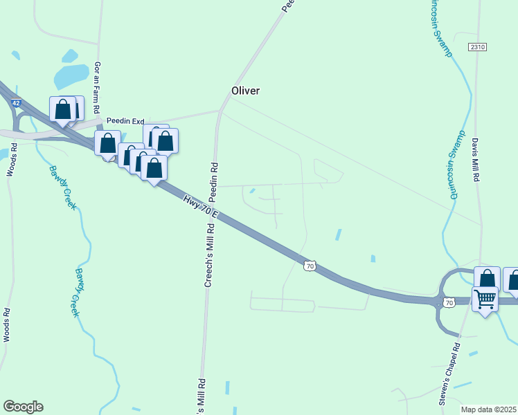 map of restaurants, bars, coffee shops, grocery stores, and more near 2017 Keith Lane in Selma