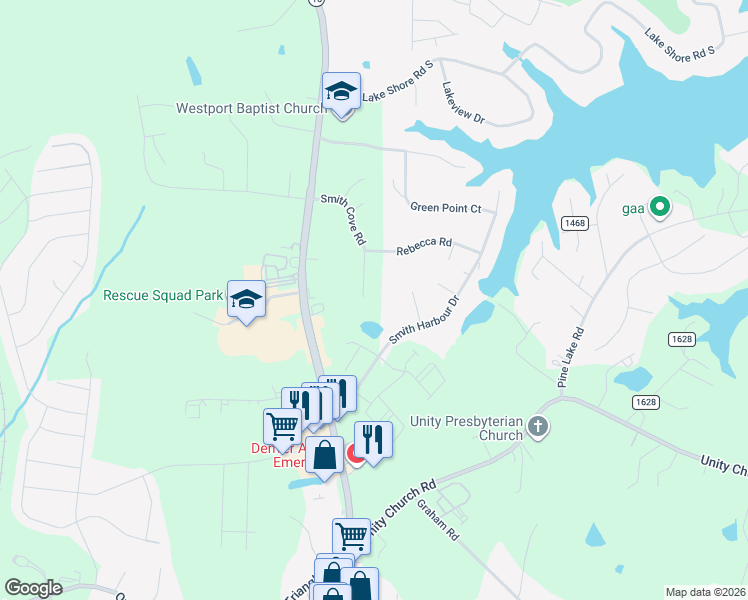 map of restaurants, bars, coffee shops, grocery stores, and more near 2342 Smith Cove Road in Denver