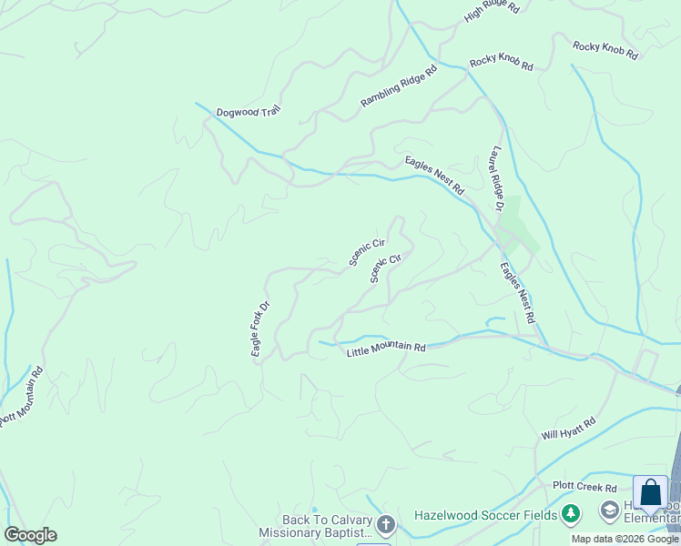 map of restaurants, bars, coffee shops, grocery stores, and more near 23 Smoky Lane in Waynesville