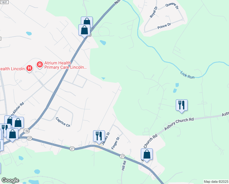 map of restaurants, bars, coffee shops, grocery stores, and more near 321 Sunny Hill Drive in Lincolnton