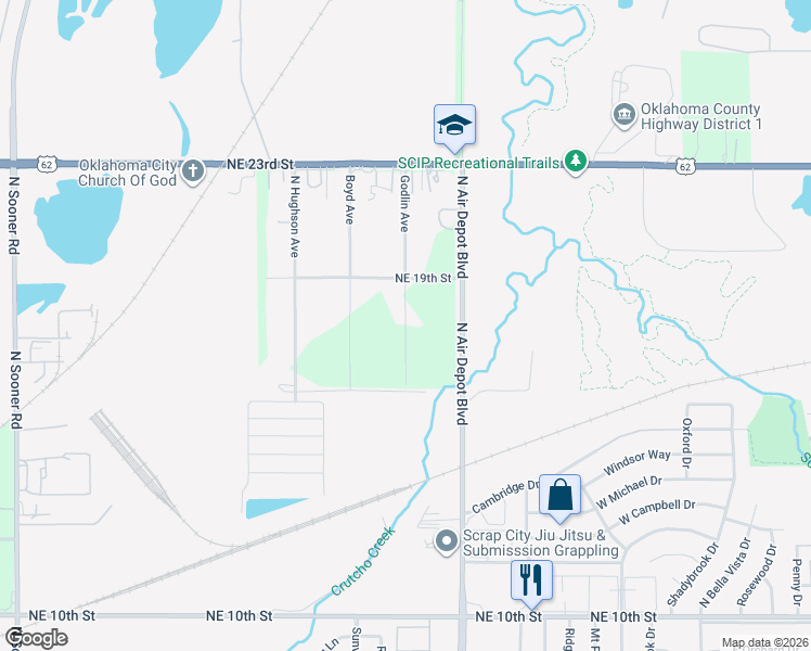 map of restaurants, bars, coffee shops, grocery stores, and more near 1904 Godlin Avenue in Oklahoma City