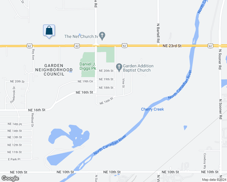 map of restaurants, bars, coffee shops, grocery stores, and more near 1813 Peachtree Avenue in Oklahoma City