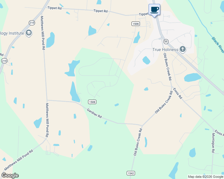 map of restaurants, bars, coffee shops, grocery stores, and more near 587 Roy Adams Road in Angier