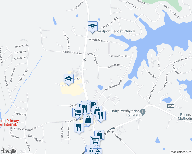 map of restaurants, bars, coffee shops, grocery stores, and more near 2351 Smith Cove Road in Denver