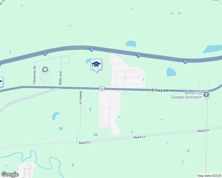 map of restaurants, bars, coffee shops, grocery stores, and more near 2817 U.S. 64 in Alma