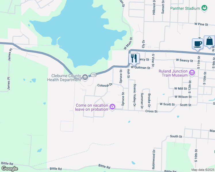 map of restaurants, bars, coffee shops, grocery stores, and more near 2209 Colonial Drive in Heber Springs