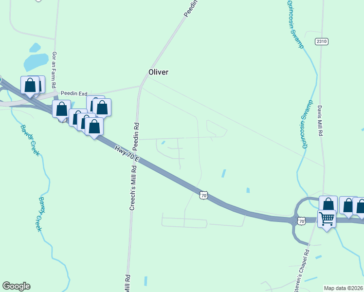 map of restaurants, bars, coffee shops, grocery stores, and more near Crystal Boulevard in Selma