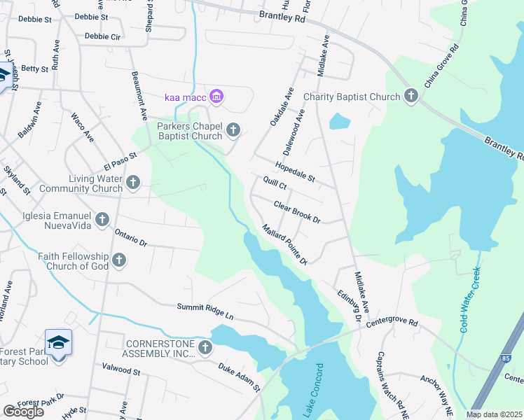 map of restaurants, bars, coffee shops, grocery stores, and more near 1963 Mallard Pointe Drive in Kannapolis