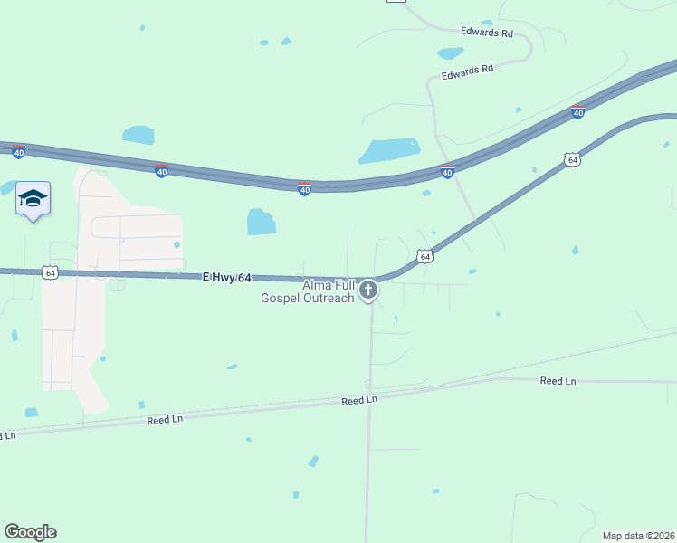 map of restaurants, bars, coffee shops, grocery stores, and more near 101 Smith Road in Alma