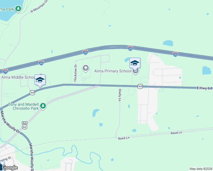 map of restaurants, bars, coffee shops, grocery stores, and more near 1282-1520 U.S. 64 in Alma