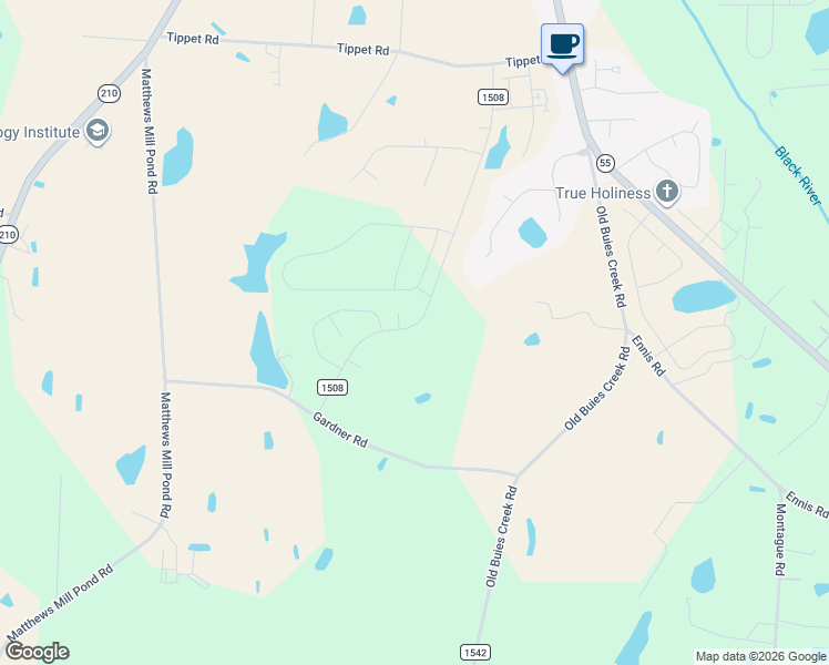 map of restaurants, bars, coffee shops, grocery stores, and more near 587 Roy Adams Road in Angier