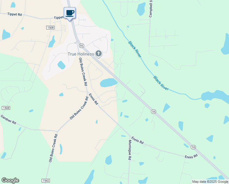 map of restaurants, bars, coffee shops, grocery stores, and more near 180 White Birch Lane in Angier