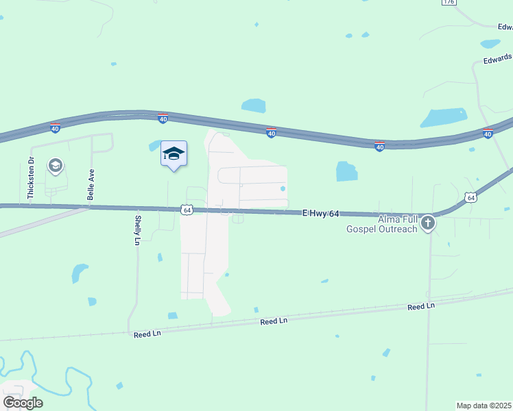 map of restaurants, bars, coffee shops, grocery stores, and more near 2001 Plum Creek Lane in Alma