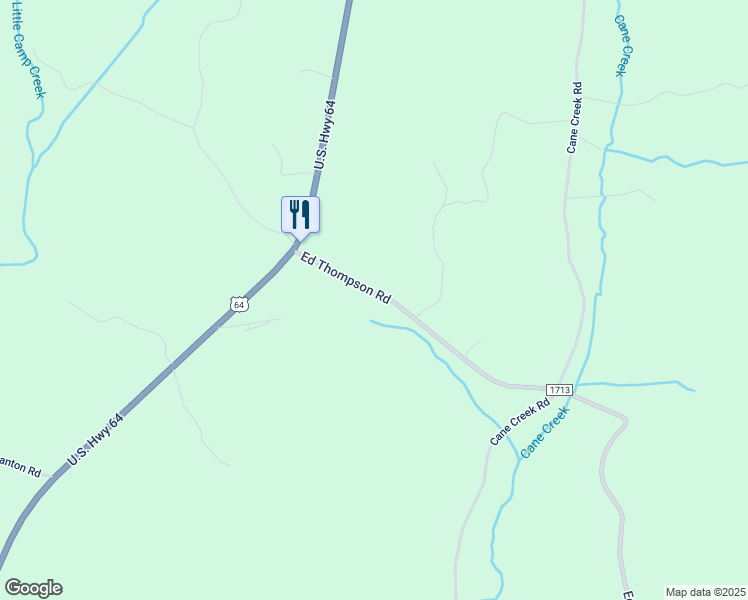 map of restaurants, bars, coffee shops, grocery stores, and more near 224 Ed Thompson Road in Rutherfordton
