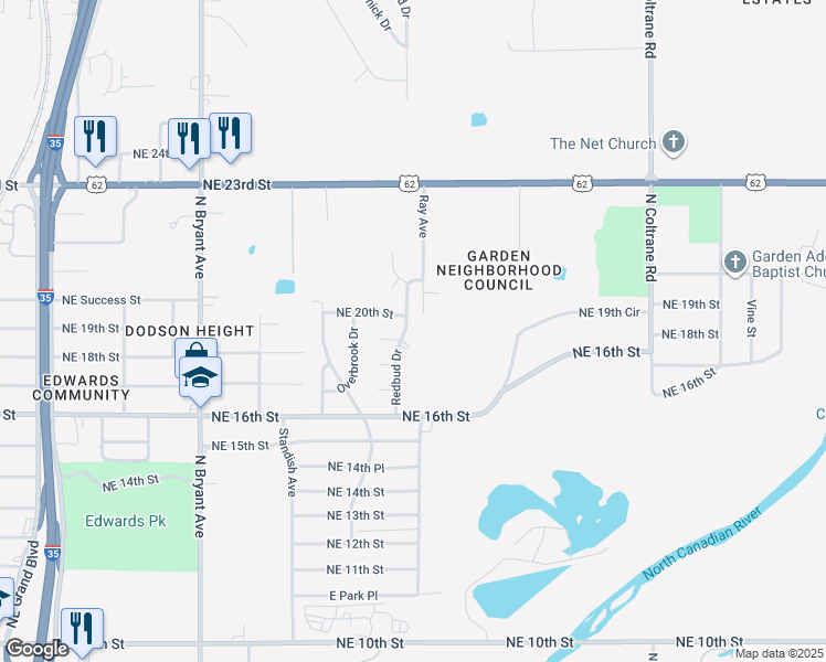 map of restaurants, bars, coffee shops, grocery stores, and more near 2000 Redbud Drive in Oklahoma City