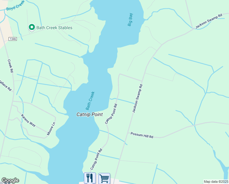 map of restaurants, bars, coffee shops, grocery stores, and more near 170 Catnip Point Road in Bath