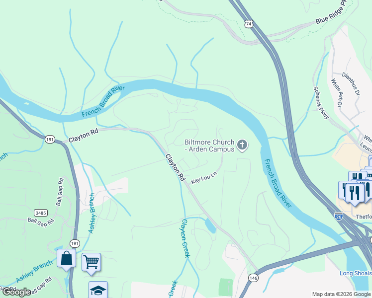 map of restaurants, bars, coffee shops, grocery stores, and more near 99999 Driftstone Circle in Arden