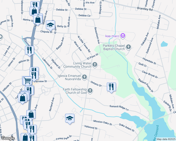 map of restaurants, bars, coffee shops, grocery stores, and more near 1410 Martin Luther King Junior Avenue in Kannapolis