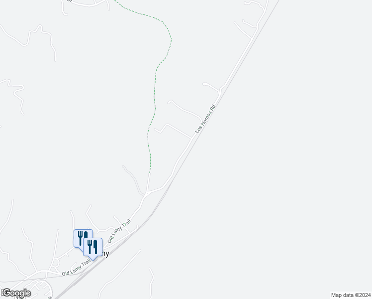 map of restaurants, bars, coffee shops, grocery stores, and more near 65-67 Los Hornos Road in Lamy