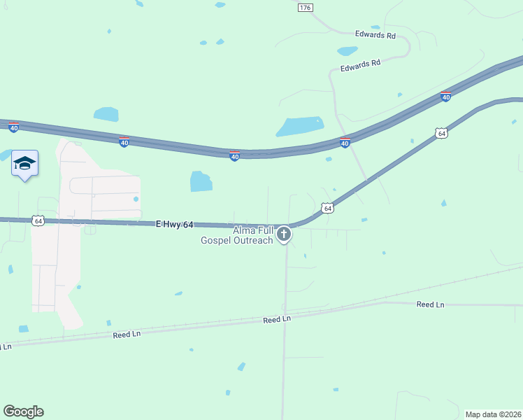 map of restaurants, bars, coffee shops, grocery stores, and more near 101 Smith Road in Alma