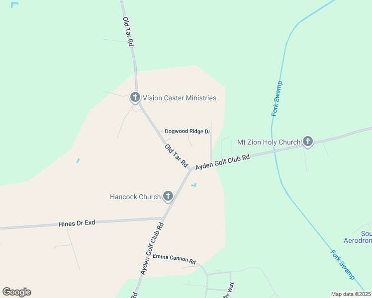 map of restaurants, bars, coffee shops, grocery stores, and more near Blossom Place in Winterville