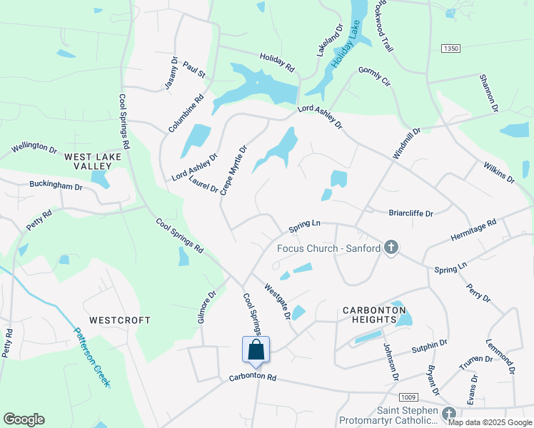 map of restaurants, bars, coffee shops, grocery stores, and more near 1901 Windsong Drive in Sanford