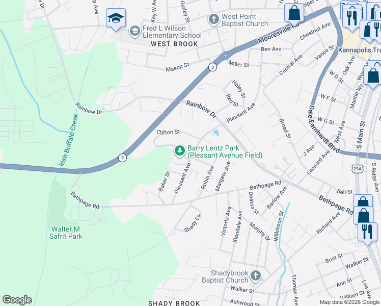 map of restaurants, bars, coffee shops, grocery stores, and more near 620 Pleasant Avenue in Kannapolis