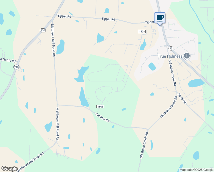 map of restaurants, bars, coffee shops, grocery stores, and more near 326 Roy Adams Road in Angier