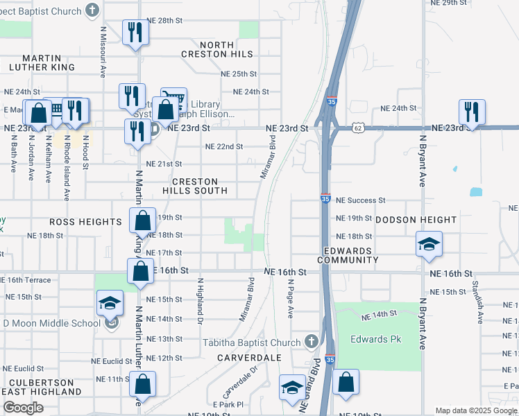 map of restaurants, bars, coffee shops, grocery stores, and more near 2012 Miramar Boulevard in Oklahoma City