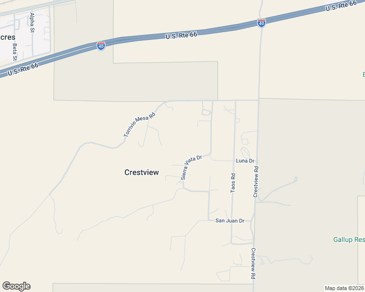 map of restaurants, bars, coffee shops, grocery stores, and more near 12-42 Sierra Vista Drive in Gallup