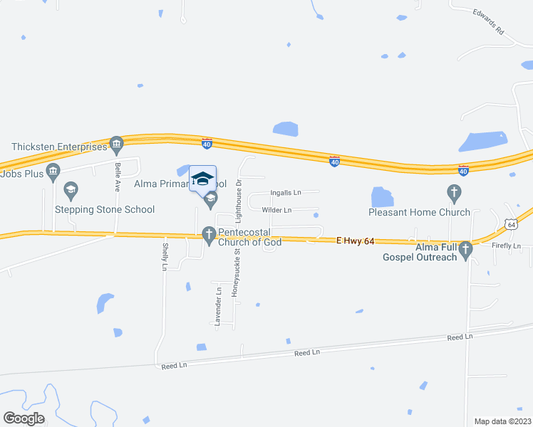 map of restaurants, bars, coffee shops, grocery stores, and more near 131 Walnut Grove Road in Alma