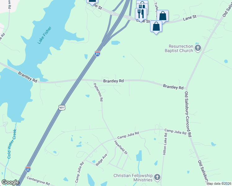 map of restaurants, bars, coffee shops, grocery stores, and more near 5233 Halverson Court in Kannapolis