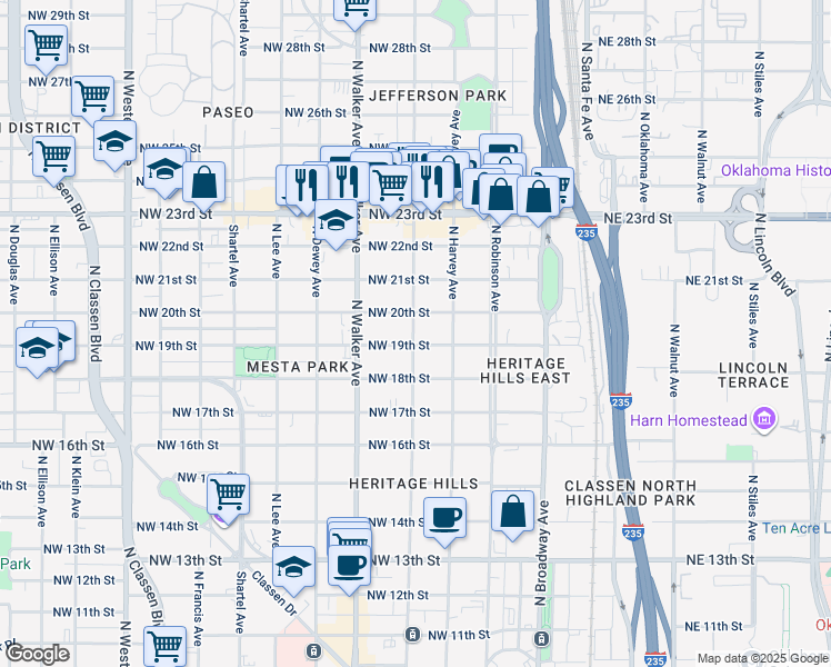 map of restaurants, bars, coffee shops, grocery stores, and more near in Oklahoma City