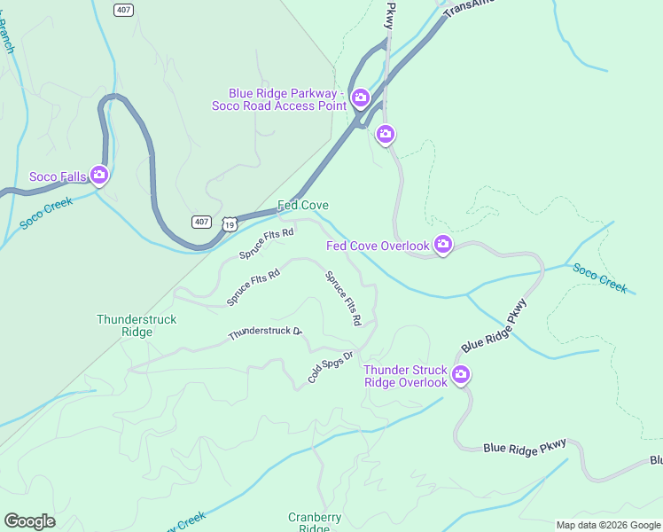 map of restaurants, bars, coffee shops, grocery stores, and more near 951 Spruce Flats Road in Maggie Valley