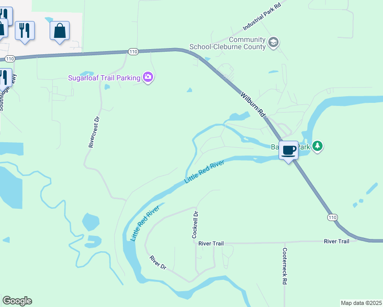 map of restaurants, bars, coffee shops, grocery stores, and more near 30 Oxbow Landing Road in Heber Springs