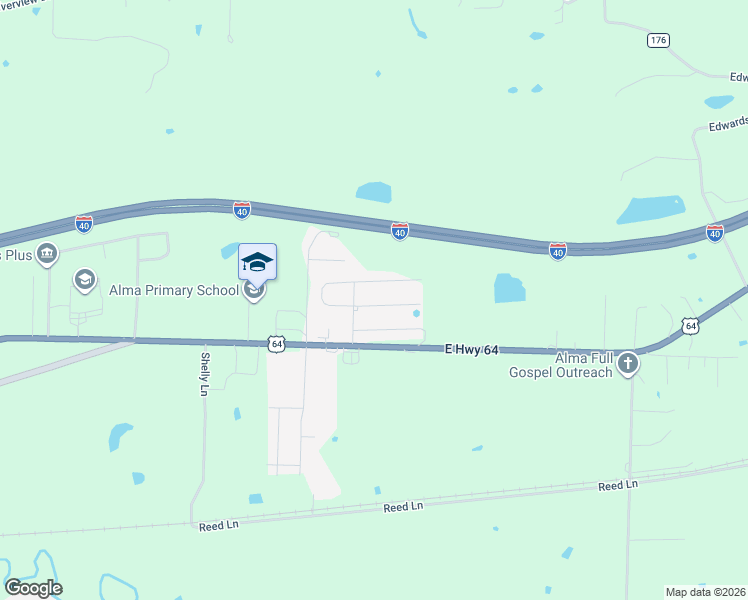 map of restaurants, bars, coffee shops, grocery stores, and more near 2015 Ingalls Lane in Alma
