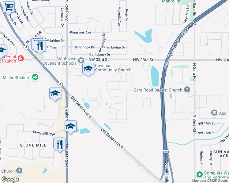 map of restaurants, bars, coffee shops, grocery stores, and more near 11036 Northwest 20th Street in Yukon