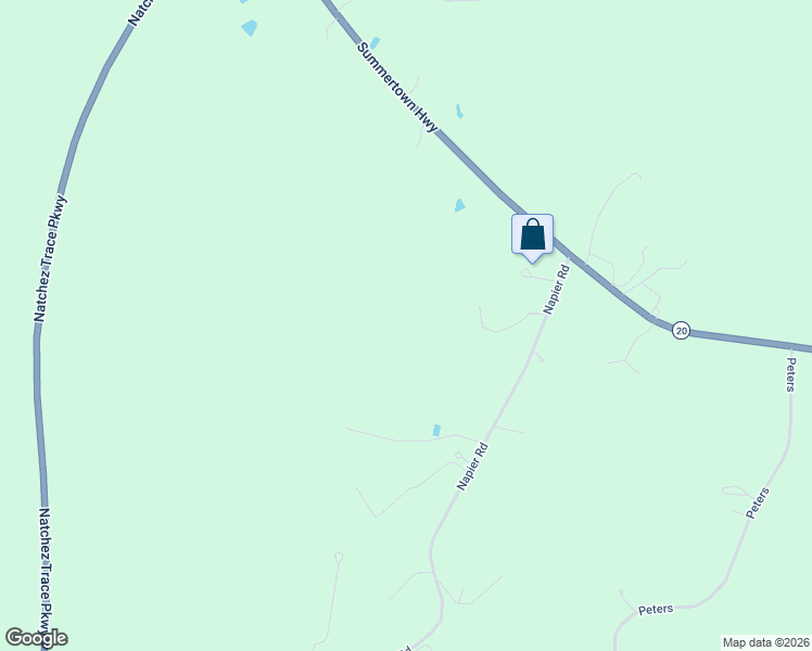 map of restaurants, bars, coffee shops, grocery stores, and more near 124 Napier Road in Hohenwald