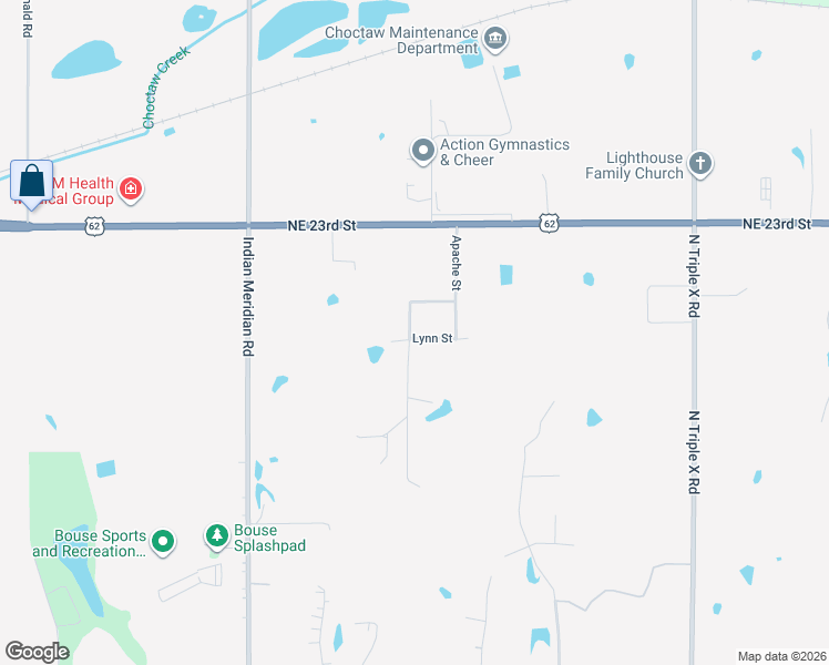map of restaurants, bars, coffee shops, grocery stores, and more near 16445 Lynn Street in Choctaw