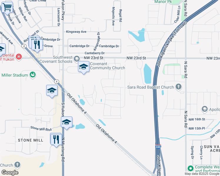 map of restaurants, bars, coffee shops, grocery stores, and more near 11036 Northwest 20th Street in Yukon